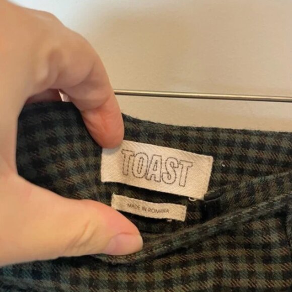 TOAST Mariner High Rise Tapered Pleated Wide Leg Plaid Wool Trouser Pants \\ 8 - Picture 7 of 11